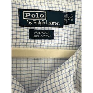 Polo cotton dress shirt‎ 18 36/37 blue and white windowpane.